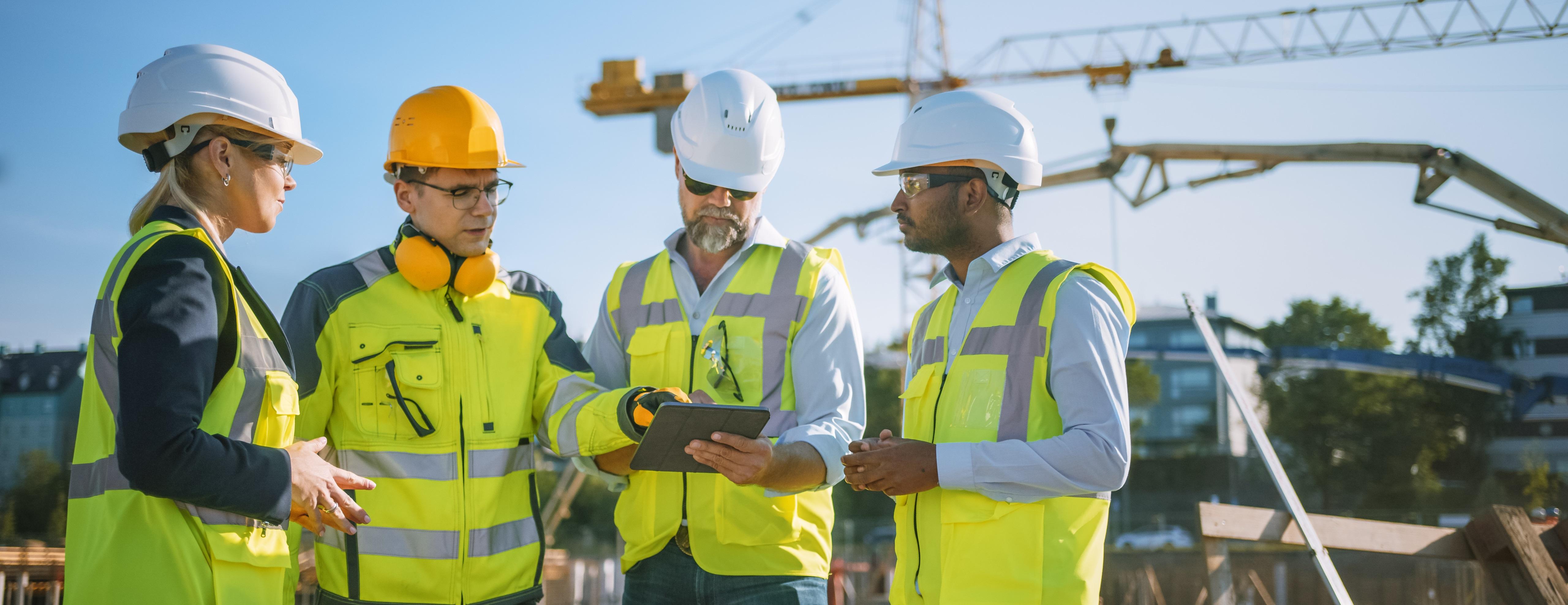 An expert discussion in front of a construction site